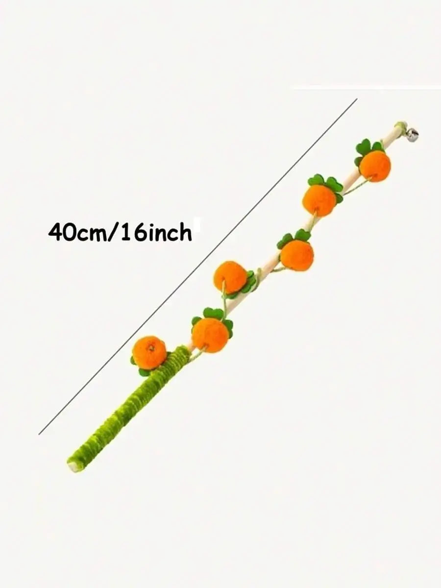 2pcs Colorful Cat Teaser Wands With Bells Interactive Plush Ball Toys For Adult Cats