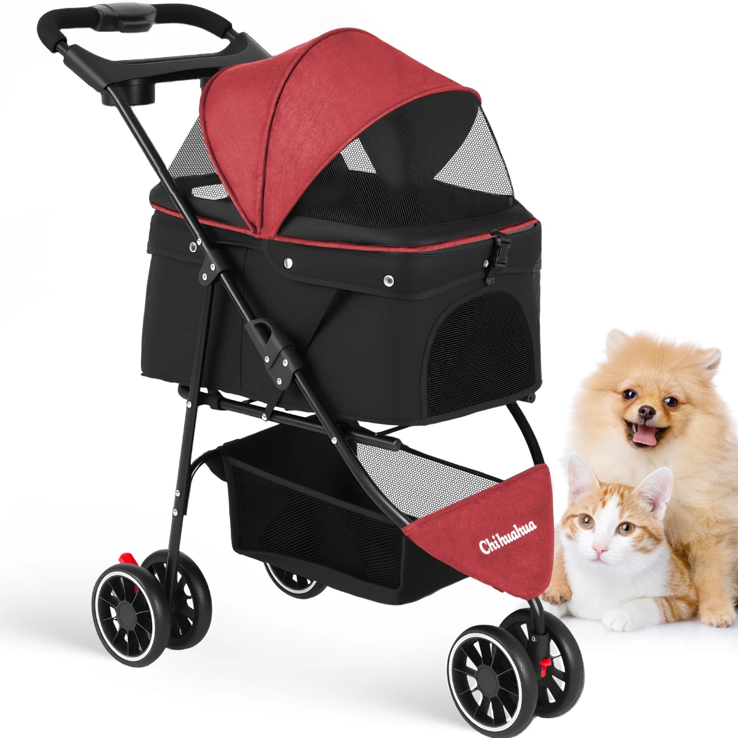 Pet Stroller For Small Puppy Dogs & Cats Travel Portable Dog Stroller Foldable Dog Cat Carrier Strolling