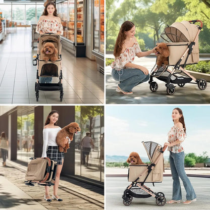 Medium Dog Stroller for Pets Up to 55lbs, Lightweight Aluminum Frame, One Click Folding, Large Cat Stroller