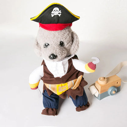 Funny Pet Clothes Pirate Dog Cat Costume Suit Corsair Dressing up Party Apparel Clothing for Cat Dog Plus Hat Pet Dog Costume