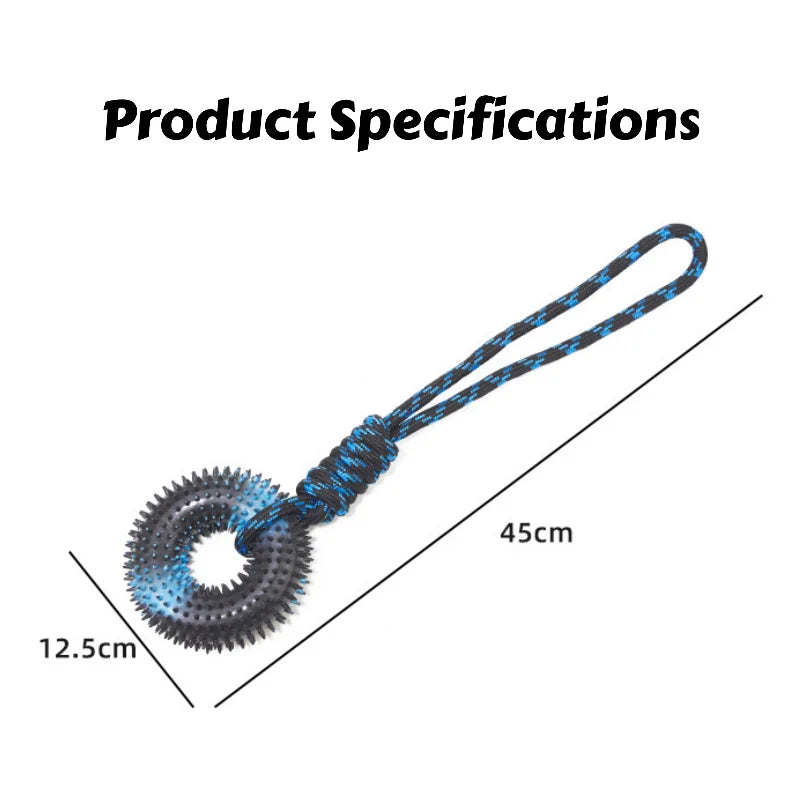 Spiked Ring & Rope Knot Tug Toy for Large Dogs: Interactive Chew for Golden Retrievers, Durable Pulling Game for Boredom Relief