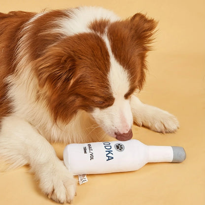 1pc Wine Bottle Design Pet Grinding Teeth Plush Toy, Durable Chew Toy For Dog Interactive Supply