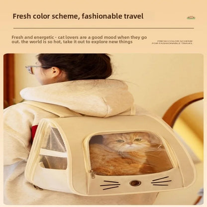 Cat Bag Outing Travel Pet Backpack Cabin Cat Schoolbag Shoulder Cage Multifunctional Bag Car Folding Soothing Anti-scratch