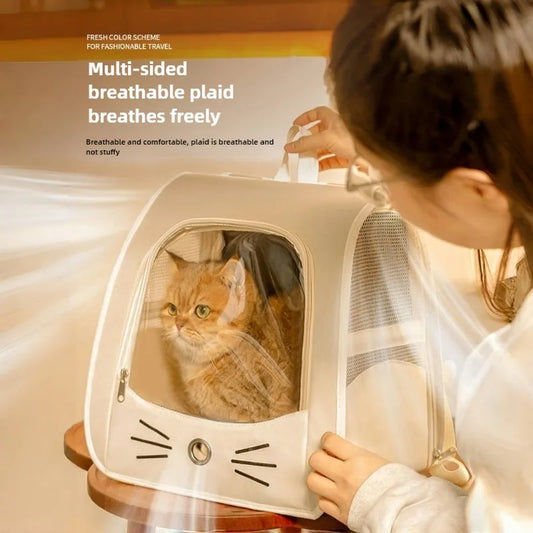 Cat Bag Outing Travel Pet Backpack Cabin Cat Schoolbag Shoulder Cage Multifunctional Bag Car Folding Soothing Anti-scratch