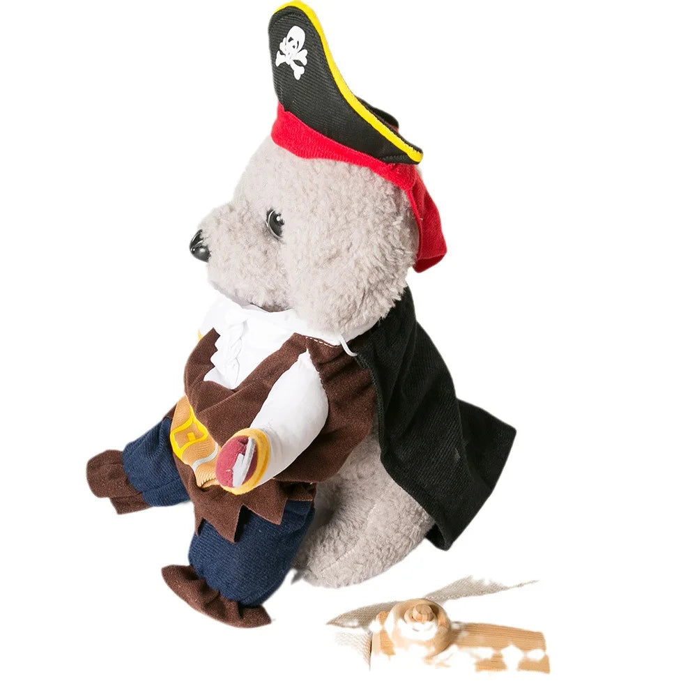Funny Pet Clothes Pirate Dog Cat Costume Suit Corsair Dressing up Party Apparel Clothing for Cat Dog Plus Hat Pet Dog Costume