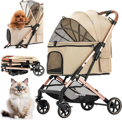 Medium Dog Stroller for Pets Up to 55lbs, Lightweight Aluminum Frame, One Click Folding, Large Cat Stroller