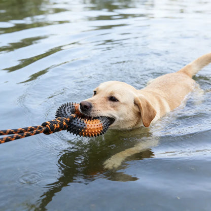 Spiked Ring & Rope Knot Tug Toy for Large Dogs: Interactive Chew for Golden Retrievers, Durable Pulling Game for Boredom Relief