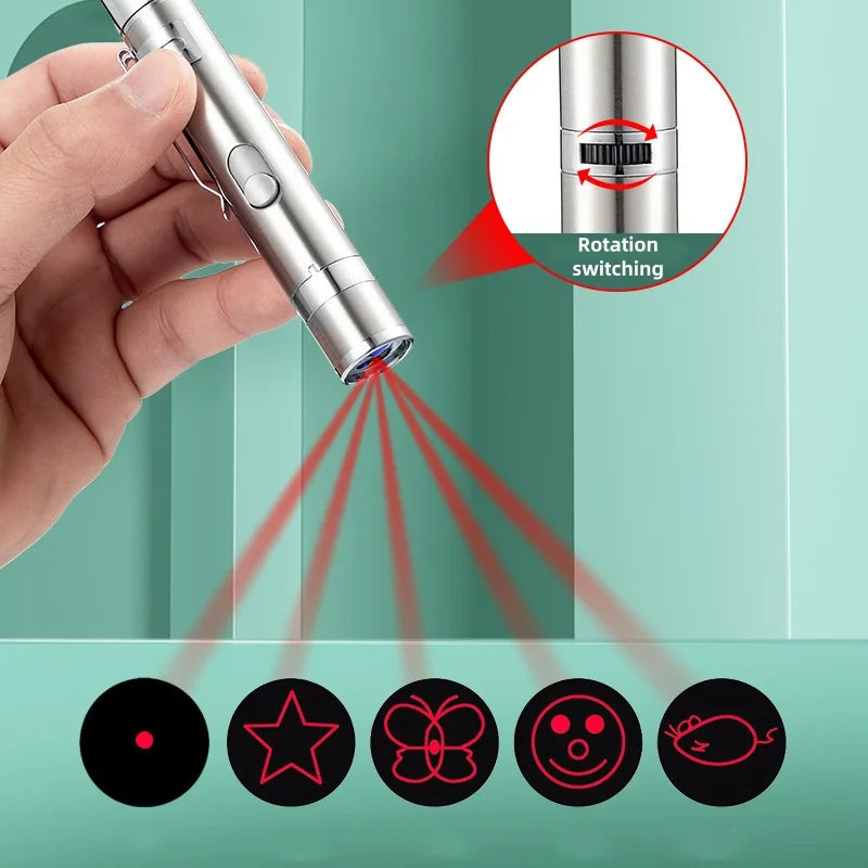 Multifunctional Upgraded USB Rechargeable Infrared Cat Toy, Laser Projection Interactive Cat Stick, Pet Toy Supplies