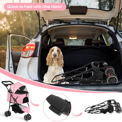 Pet Stroller For Small Puppy Dogs & Cats Travel Portable Dog Stroller  Foldable Dog Cat Carrier Strolling
