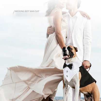 Dog Tuxedo Dog Suit and Bandana Set, Dogs Tuxedo Wedding Party Suit, Dog Prince Wedding Bow Tie Shirt Formal Dog Wedding Attire
