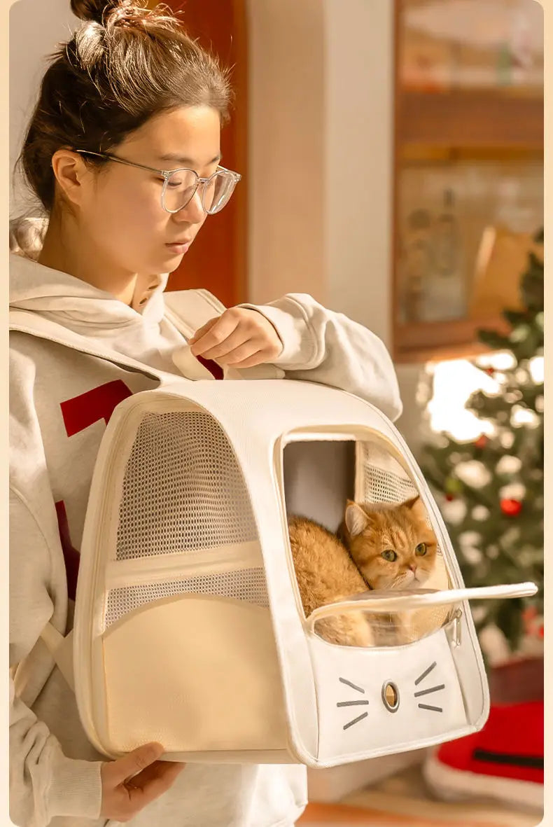 Cat Bag Outing Travel Pet Backpack Cabin Cat Schoolbag Shoulder Cage Multifunctional Bag Car Folding Soothing Anti-scratch