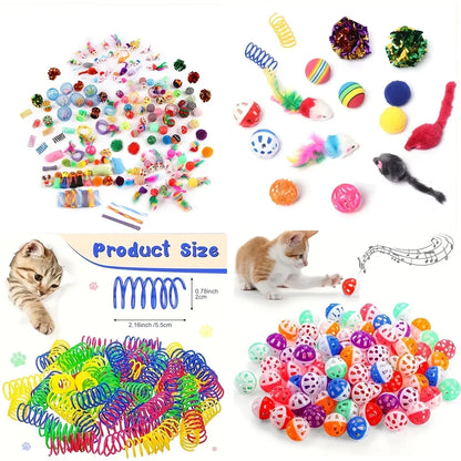 56pcs/28pcs/14pcs Pet Kitten Toys Variety Cat Toy Combination Set Cat Toy Funny Cat Stick Sisal Mouse Bell Ball Cat Supplies