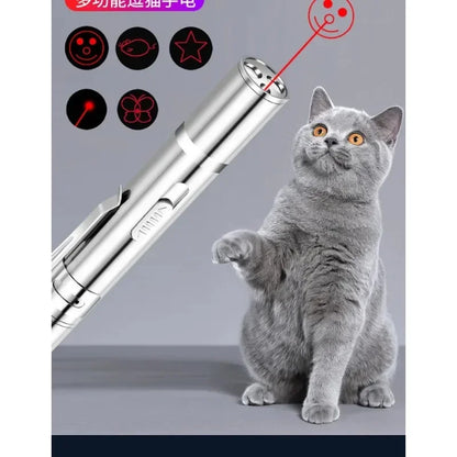 Multifunctional Upgraded USB Rechargeable Infrared Cat Toy, Laser Projection Interactive Cat Stick, Pet Toy Supplies