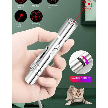 Multifunctional Upgraded USB Rechargeable Infrared Cat Toy, Laser Projection Interactive Cat Stick, Pet Toy Supplies