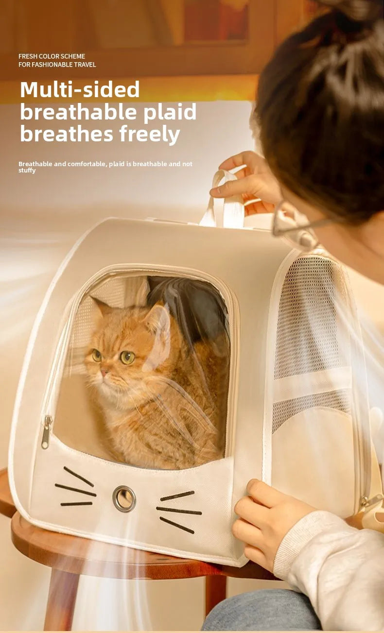 Cat Bag Outing Travel Pet Backpack Cabin Cat Schoolbag Shoulder Cage Multifunctional Bag Car Folding Soothing Anti-scratch