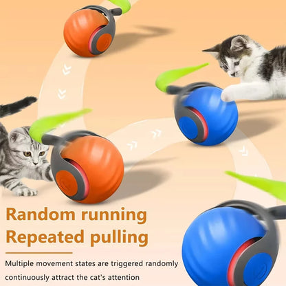 Cats Interactive Ball Toys Automatic Rolling Ball with Faux Tail USB Rechargeable SmartElectric Pet Toy for Teaser and Training